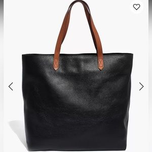 Madewell Black Tote with Brown Handles